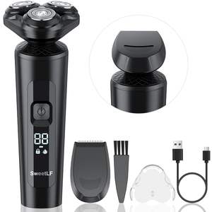 Afeitadora Eléctrica Rotativa Recargable para Hombre, Impermeable, para Uso en Seco y Húmedo, Recortadora de Barba con Pantalla LED, Bloqueo de Viaje, Triple Cuchilla, para Uso en Autocaravanas - Product Image 3