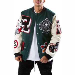 Fabricant de vestes d'université imprimées épaisses personnalisées pour hommes Vestes d'université à col montant pour le rembourrage de baseball d'hiver - Product Image 1