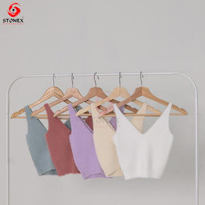 2023 Fuzzy Knit V Neck <b>Top</b> Fashionable <b>Crop</b> <b>Top</b> for Ladies Wholesale Shirt for Female High Quality Stretchable Tank <b>Top</b> - Product Image 6