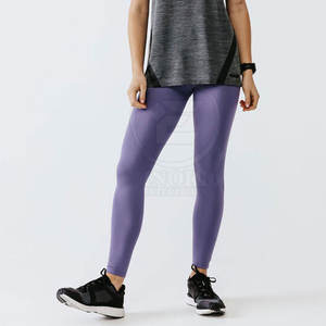 High Quality Women Leggings Custom Logo Mid Waist Solid Pattern Quick Dry & Breathable Eco-Friendly Spandex/<b>Nylon</b> <b>Fabric</b> Price - Product Image 3