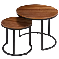 Table basse en métal de luxe moderne pour salon dessus rond en bois avec finition dorée Design personnalisable
