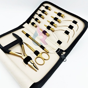 Meilleures ventes, ensemble de pinces attachées à la main en acier inoxydable plaqué or avec logo personnalisé, kit d'outils d'extension de cheveux pour extensions de cheveux humains - Product Image 6