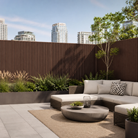 Panneau de clôture à lattes verticales en WPC, clôture composite en grille, mur de clôture pour jardin, patio, écran d'intimité, imperméable, grain de bois
