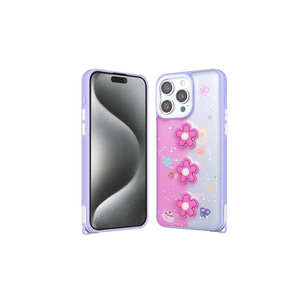 Étui en silicone liquide brillant violet de luxe TKNV pour iPhone 15 Pro Max, avec motif en relief, coque arrière antichoc A53 7 Plus - Product Image 1