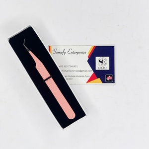 Pince à épiler professionnelle Somofy Enterprises de haute qualité, en acier inoxydable, à pointe en fibre à 45 degrés, 10 mm, antistatique, fine et durable, pour cils - Product Image 6