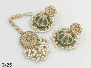 ชุดต่างหูมุกโมติกาสำหรับผู้หญิงและเด็กผู้หญิงชุดชุบทองอินเดียแบบดั้งเดิมและทันสมัย - Product Image 3