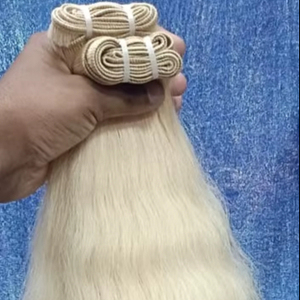 Extensiones de cabello crudo de templo indio del Sur Rubio de alta calidad, cabello Virgen sin procesar con estilo de onda profunda, cabello Remy de herencia suave - Product Image 1