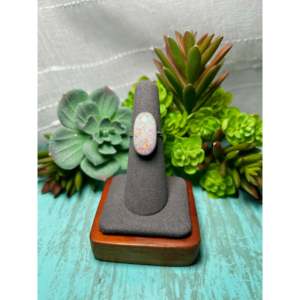 Navajo-<b>Crafted</b> Opal and Sterling Silver Ring Size 6 Cultural Collectible Jewelry - Product Image 1