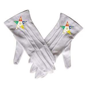 Masonic Regalia Gants OES en coton blanc avec différents emblèmes maçonniques Kit de 12 paires-HSE - Product Image 5