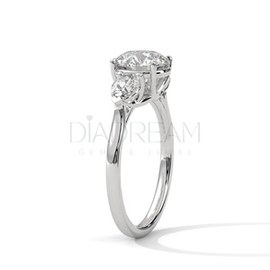 Anillo de compromiso de corte de tres piedras de Plata de Ley 925 más Popular, anillo de boda Original de Halo de diamante cultivado Leb para fiestas de mujeres - Product Image 5