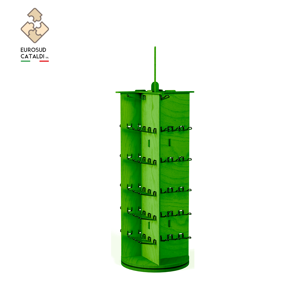 Espositore in legno verde di qualità con ganci fabbricato Made in Italy in betulla altezza 95 cm per negozi e supermercati. - Product Image 2