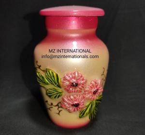 El más vendido de urna de cremación hecha con material de aluminio floral 3D de diseño antiguo para compra a granel - Product Image 1