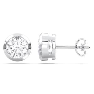 E-F เพชรโมอิส VVS-VS/แพลตตินัมกรอบแบบกลม2.00กะรัตของขวัญต่างหูสตั๊ดแบบกดด้านหลังสำหรับผู้หญิง - Product Image 4