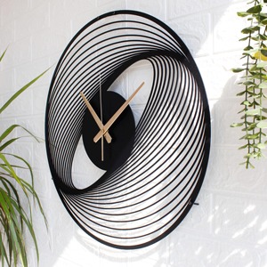 นาฬิกาแขวนโลหะสีดำทรงกลมที่ไม่เหมือนใครดีไซน์หรูหราทันสมัยเพิ่มความซับซ้อนและมีสไตล์ให้กับห้องหรือสำนักงาน - Product Image 1