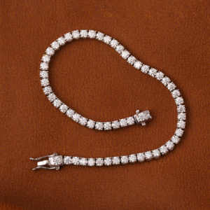 Round Cut Minimalist Lab Grown Diamond Tennis <b>Bracelet</b> 14KT <b>Solid</b> Gold Luxury <b>Bracelet</b> for Wife Gift Custom Stylish Design - Product Image 4