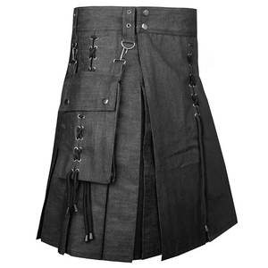 Kilt utilitaire en denim pour homme, fait main, style gothique, jupe cargo, tissu personnalisé durable, logo, réglable, kilt moderne 2026 - Product Image 4