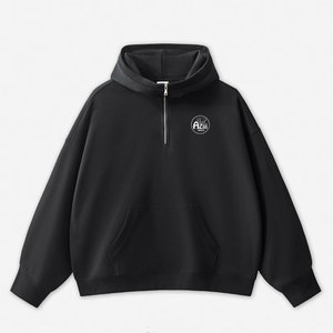 Customizable Men's Quarter Zip Hoodie 100% Cotton Fleece Solid Autumn Breathable Eco-Friendly OEM Custom Service - Product Image 1
