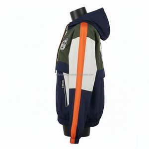 Chaqueta cortavientos para mujer 150 GSM tela de poliéster resistente al agua paneles de Color parche personalizado Logo chaqueta cortavientos para mujer - Product Image 3