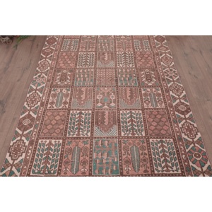 Vintage Large Rug, 4.7x9.8 ft Turkish Rug, <b>Brown</b> Polka dot <b>Wool</b> Rug - Product Image 3