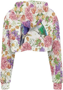 เสื้อฮู้ดครอปแขนยาวสำหรับผู้หญิง ลายพิมพ์ซับลิเมชั่น ผ้าฝ้าย เสื้อครอปสำหรับสาวๆ ออกกำลังกาย สวมใส่สบายๆ - Product Image 2