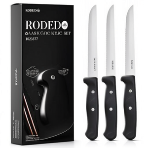 Ensemble de couteaux à lame dentelée ambidextre en acier inoxydable noir RODEO, 6 pièces, collection 1023377 - Product Image 2