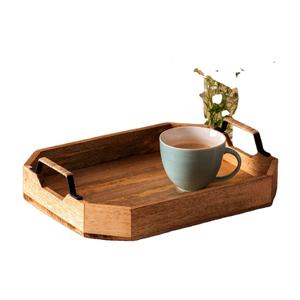 Plateau de service en bois de manguier de haute qualité fait à la main avec poignées pour achat en gros - Product Image 1