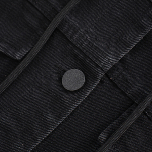 Vente de gros Veste camionneur à capuche en jean noir personnalisé surdimensionné pour femmes - Product Image 2