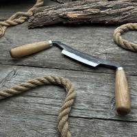 Couteau de charpentier pour projets en bois Lame en acier au carbone, manche en bois de frêne, fourreau en cuir Couteau de menuiserie forgé à la main pour le travail du bois.