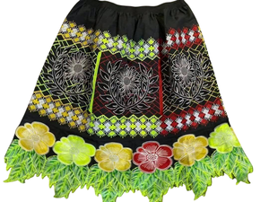 Falda informal de mujer con cintura elástica, estilo tradicional de las Islas del Pacífico, recta, tejida, 100% algodón, con dobladillo de encaje floral, hasta la rodilla, de secado rápido, personalizada. - Product Image 2