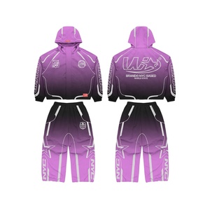 High Quality Vintage Plus Size Hooded Lightweight Printed Unisex Windbreaker Tracksuit 100% Polyester <b>Nylon</b> <b>Fabric</b> Sweatsuit - Product Image 1