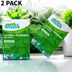 Earth Breeze - Detergente para Ropa Ecológico con Aroma Fresco, 30 Hojas, Tecnología sin Líquido, Bolas y Discos para 60 Lavados - Product Image 1