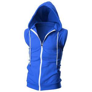 <b>Mens</b> Slim Fit <b>Sleeveless</b> Lightweight Zip-up Hooded Vest Purple Cotton Zip up <b>Hoodie</b> - Product Image 3