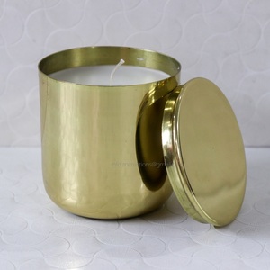 2021 nuevos diseños, contenedor de vela de latón personalizado, tarros de vela vacíos de Metal de lujo hechos a mano para decoración del hogar de la India - Product Image 6