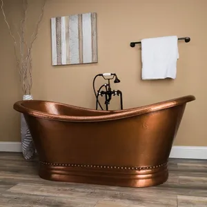 Low MOQ 72 Inch Copper Double Slipper Bathtub with Rings Manufacturer Wholesaler Factory Direct Sale - Product Image 3