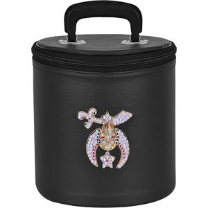 Premium Masonic Fez Cases - Imitation Leather Hat Display <b>Storage</b> <b>Box</b> | Available in White, Red, Blue, Purple, <b>Black</b> (Purple) - Product Image 2