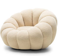Fauteuil de salon moderne en forme de citrouille avec repose-pieds, chaise d'appoint confortable à base dissimulée pour salon et appartement - Vente en gros