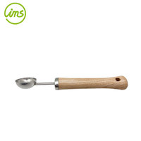 Groothandel handmatige roestvrijstalen meloenbaler met houten handvat, multifunctioneel, draagbaar, met aangepast logo