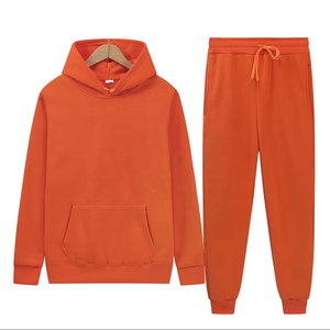 Unisex 2-Piece Breathable Solid Autumn Sweat Suit <b>Set</b> <b>Plus</b> <b>Size</b> Hoodie and <b>Joggers</b> Tracksuit Men's Sweatpants - Product Image 1