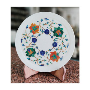 Vente chaude 9 pouces Premium qualité pur Makrana marbre incrustation plaque de travail écologique forme ronde pour hôtel décor à la maison - Product Image 2