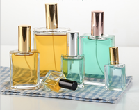 Flacons de parfum carrés en verre transparent 30ml 50ml 100ml avec pompe dorée ou argentée, contenants cosmétiques vides et rechargeables pour parfums