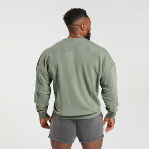 Personnalisé 380gsm Lourd Épais Surdimensionné DTG Impression Acide Lavé Vintage À Manches Longues Recadrée Ras Du Cou Sweat Hommes - Product Image 3