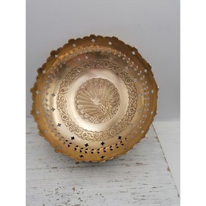 Bol en laiton indien antique en laiton sculpté motif floral bol à bibelots fruits secs bol vintage - Product Image 4