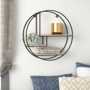 Metal and Wood Fancy Floating Wall <b>Shelves</b> Wall Mounted Storage <b>Shelf</b> for Home Hotels Living Room Kitchen Decor Made in India - Product Image 5