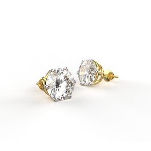 Boucles d'oreilles clous en moissanite Avarta Or Jaune 14K 3g 6.0ct D-VVS Clarté de couleur BIS HUID Marquées - Product Image 1