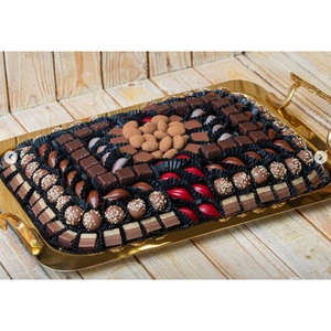 High Quality <b>Stainless</b> <b>Steel</b> Chocolate Serving <b>Tray</b> with Leaf Design Handle for Weddings and Events Hotel Ware Dessert Holder - Product Image 4