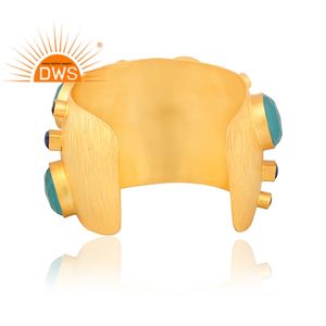 Increíble diseño de plata esterlina 18K chapado en oro Natural Multi pulsera de piedras preciosas Fabricación de joyas personalizadas - Product Image 2