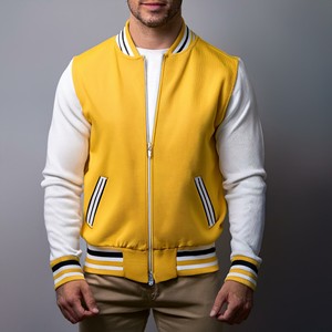 Hot Sale Men's Bonded Letter Pattern Slim Fit Varsity <b>Jacket</b>-Waterproof Windproof <b>Fleece</b> <b>Thickness</b> - Product Image 3
