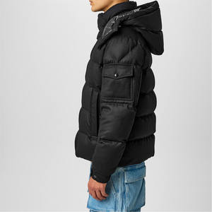 Veste d'hiver à capuche personnalisée à logo tendance, avec fermeture éclair sur le devant, couleur unie, veste matelassée pour homme, streetwear - Product Image 3