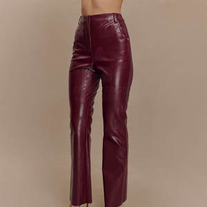 กางเกงหนังแท้ทรงตรงเอวกลางสำหรับผู้หญิง ใส่สบาย ระบายอากาศได้ดี เป็นมิตรกับสิ่งแวดล้อม น้ำหนักเบา ทันสมัย เหมาะสำหรับฤดูหนาว - Product Image 2