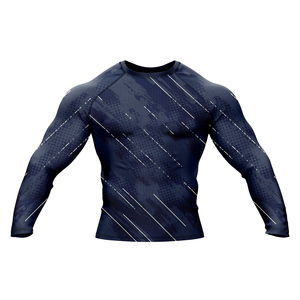 Estilo deportivo para hombre UPF50 + Protectores de erupción de compresión con mangas largas Diseño de logotipo personalizado Camisetas MMA BJJ completamente impresas - Product Image 3